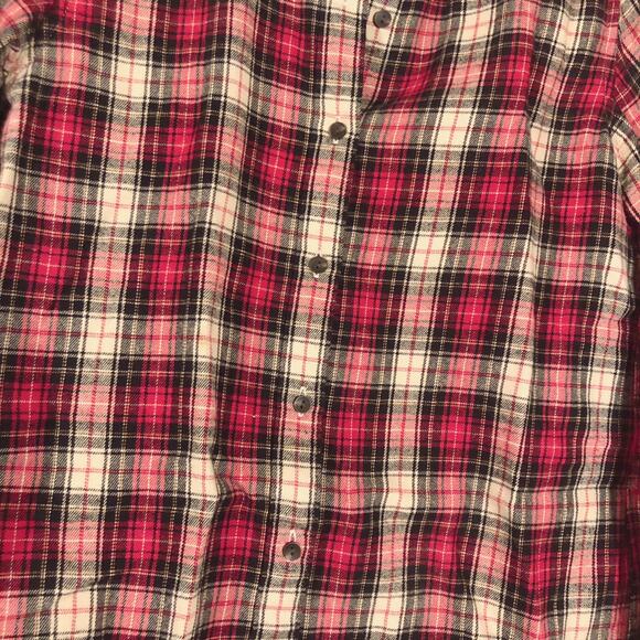 Uniqlo Twilightcore medium red plaid checkered long sleeve button up shirt - Picture 2 of 6